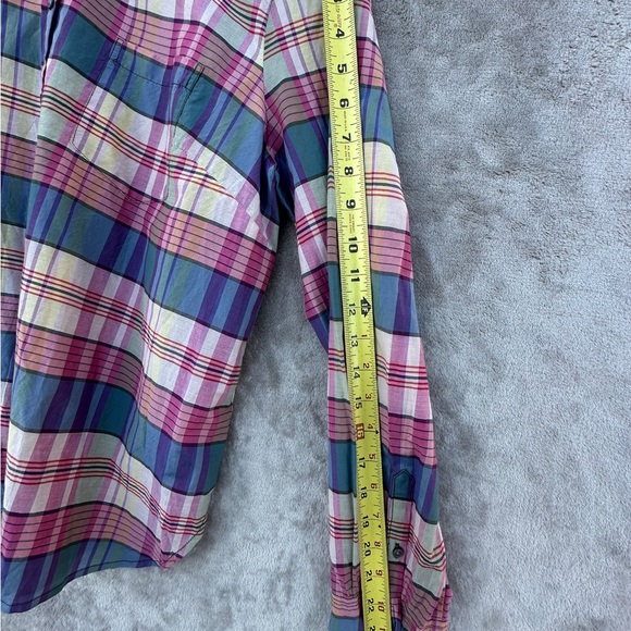J.Crew Women’s Plaid button down Popover Shirt Long Sleeve Classic Fit Sz L - Picture 14 of 15